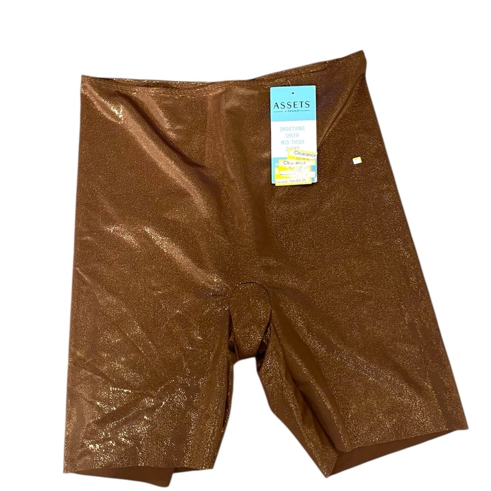 Assets by Spanx Chocolate Glow Smoothing Sheer MidThigh Shorts Underwear Sparkle